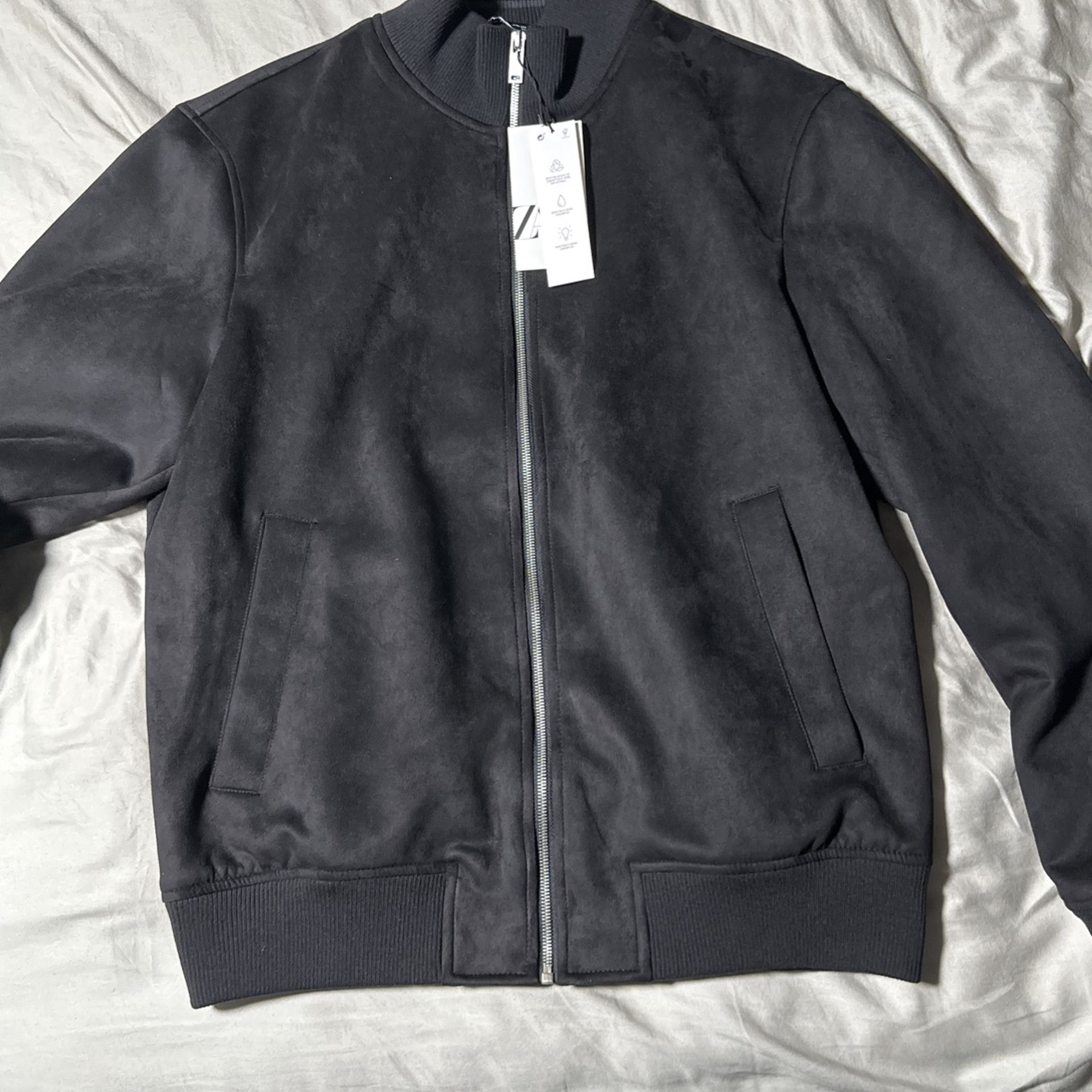 Zara Faux Suede Bomber Jacket ($80) Size Xl