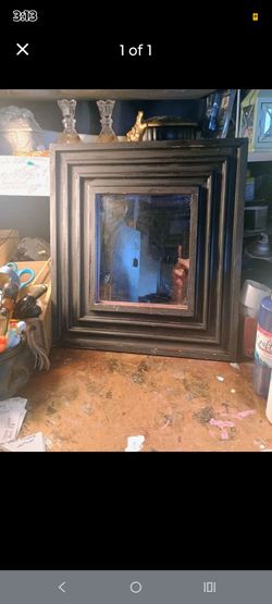 Vintage wall mirror with unique deep stepped Dutch ogee profiles