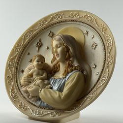 Rare! Vintage Alabaster? Madonna and Child Music Box playing Ave Maria