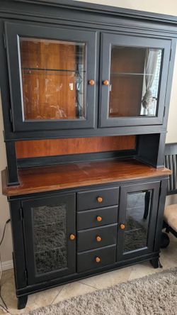 Black Wood China Cabinet Hutch Buffet