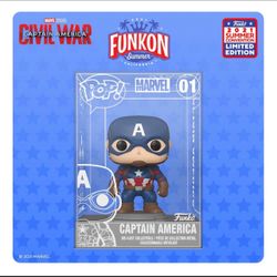 FUNKO POP! Official FunKon MARVEL CIVIL WAR DIE-CAST CAPTAIN AMERICA #1 IN HAND