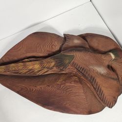 Vintage Wood Carved Pheasant Ring Art Wall Hanging Decor Hunting Folk Art