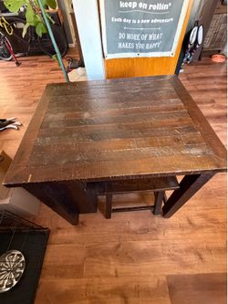 Rustic Counter Height Dining Table with 2 Stools