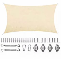 7 ft. x 12 ft. Sun Shade Sail with Hardware Installation Kit