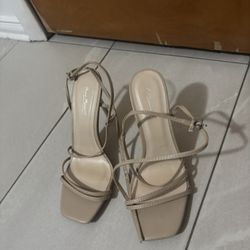 beige lace up party high heels w straps 👠  