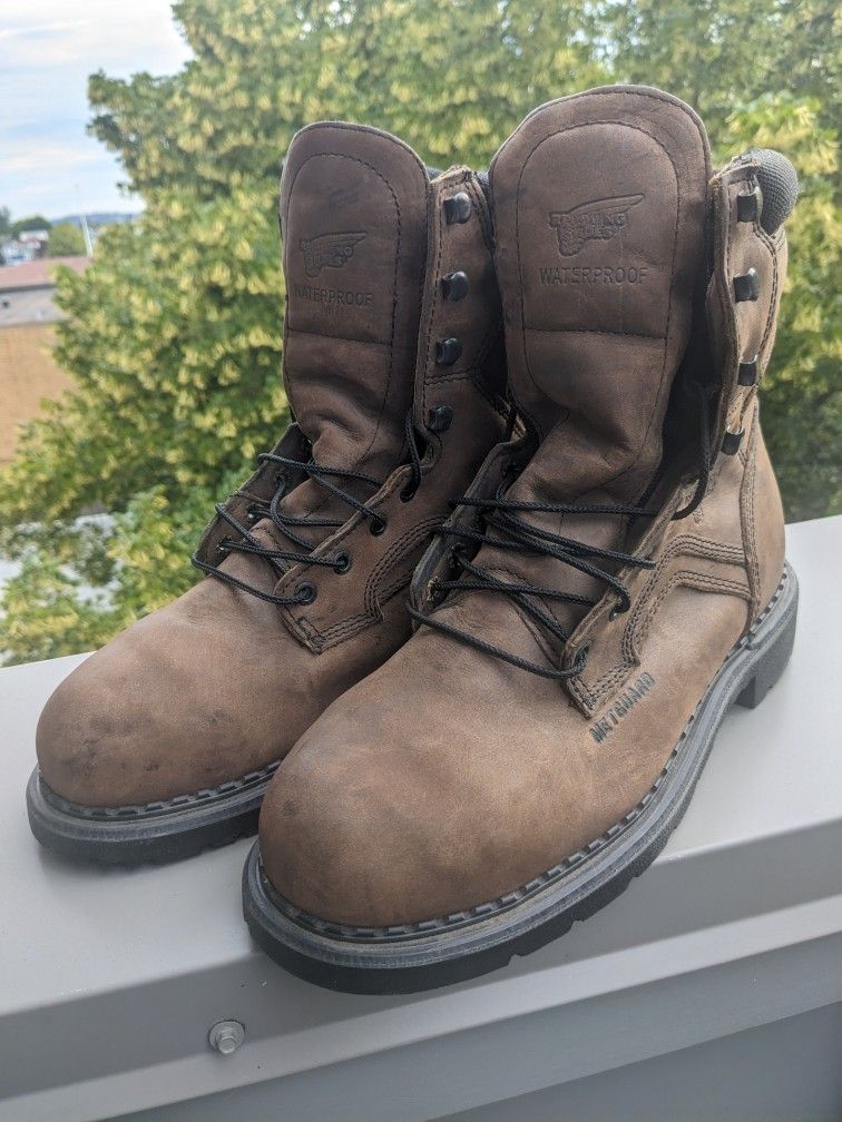 Red Wing 4435 8 Inch Super Sole Met Guard Steel Toe Waterproof Work Boots Men's Size 9