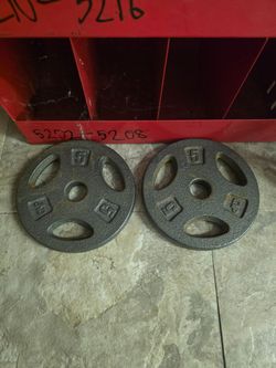 2 of the 5 lb. iron weigjt plates, $10 for both