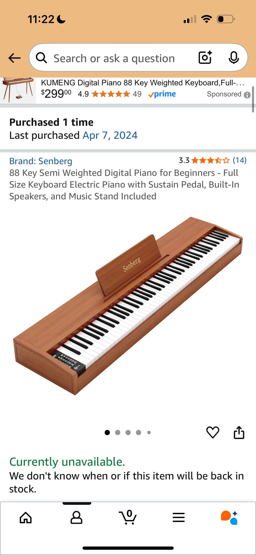 Piano Like New Keyboard Senberg 88 Keys