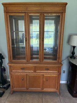 3 glass door cabinet with two drawers