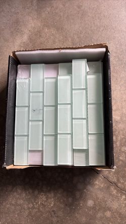 Light Green Glass Subway Tile Set
