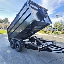 NEW DUMP TRAILERS 12x8x4 ROLLING TARP AND SPARE TIRE 2025 YEAR ELECTRIC BRAKES LIGHTS REMOTE CONTROL TITLE IN HAND READY FOR WORK FOR ANY QUESTION TEX