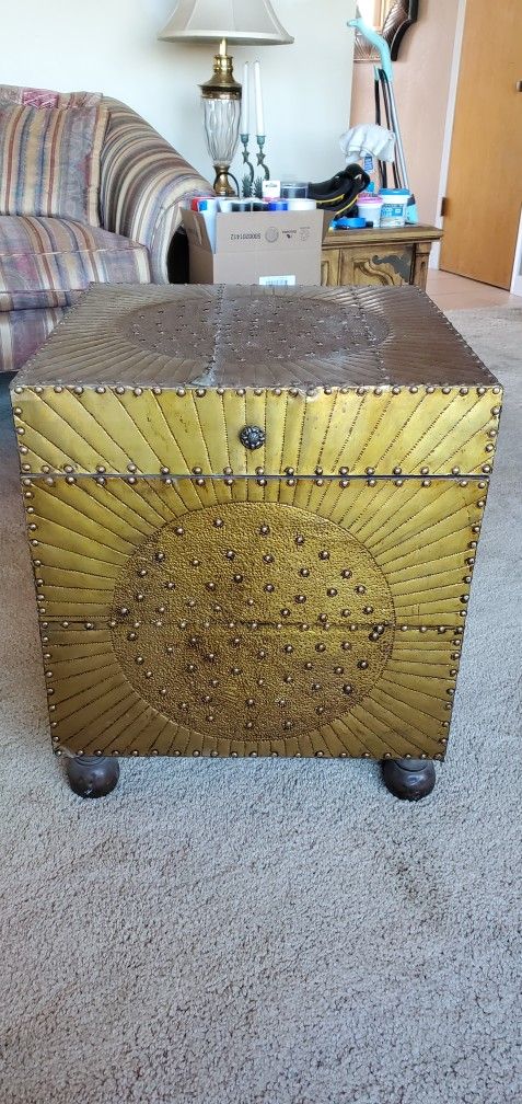 Metal Plated Wood Chest