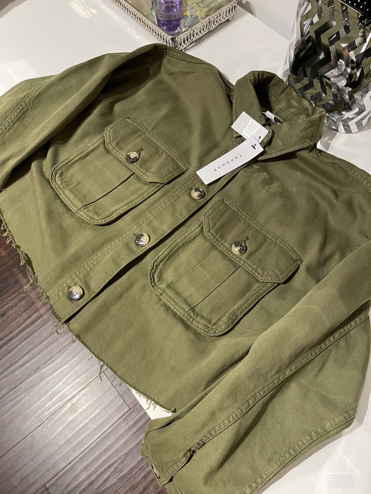 NEW With Tags Raw Hem Shirt/jacket in Olive