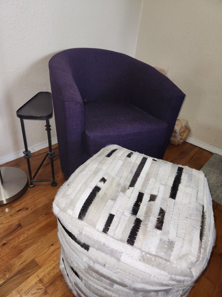 Small Purple Armchair And Ottoman
