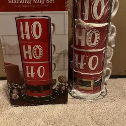 NEW Willow Street Designs HoHoHo Christmas Holiday, Set Of 4 Mugs 