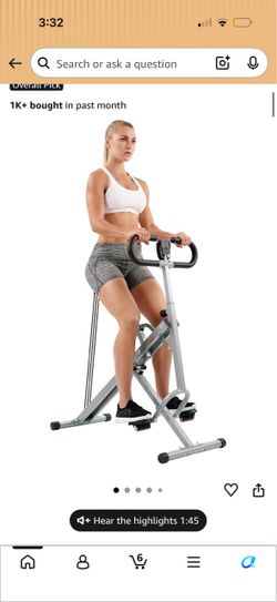 Sunny Health & Fitness Smart Row-N-Ride Glute & Leg Trainer, Foldable Squat Assist Rower