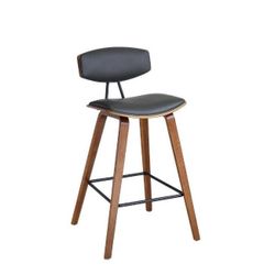 Faux Leather and Wood Barstool