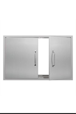New in the box Outdoor Kitchen Doors 33"'W × 21"H Stainless Steel Access Door with Handles Horizontal Double Access Cabinet Door,Flush Mount Door for 