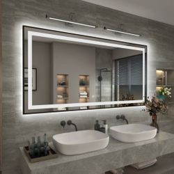 LED Mirror- 72 x 36 LED Touch Button Bathroom Vanity Mirror, Switchable Color LED with Defogger 72x36