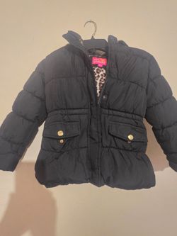 Pink Platinum Girls Black Puffer Jacket