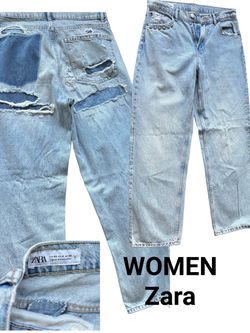 Zara Women's Distressed Light Wash Jeans