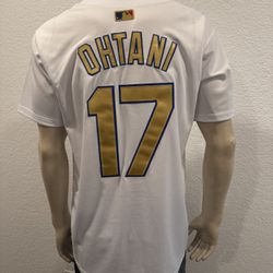  Los Angeles Dodgers Shohei Ohtani #17 White and Gold Jersey 