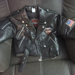 Harley Davidson Black Leather Children’s Jacket Size 6 
