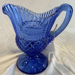 Vintage Cobalt Blue Glass Creamer / Small Pitcher