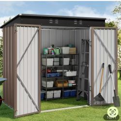 New 4x6ft Metal Storage Shed—-brown