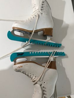 White Figure Ice Skates with Blade Guards