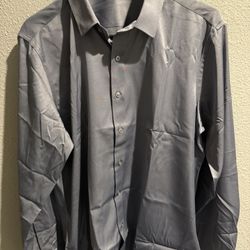 Gray Men’s Dress Shirt Button Up