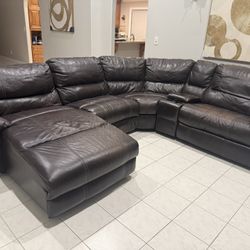 Brown Leather Sectional Couch