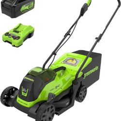 Greenworks 24V 13" Brushless Cordless (Push) Lawn Mower, 4.0Ah Battery and Charger Included