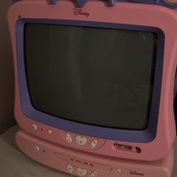 Disney MKT-1350 13" Pink Purple CRT TV Built-in DVD Player Speakers