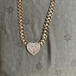 Rolex Chain With Heart Slider Pendant 