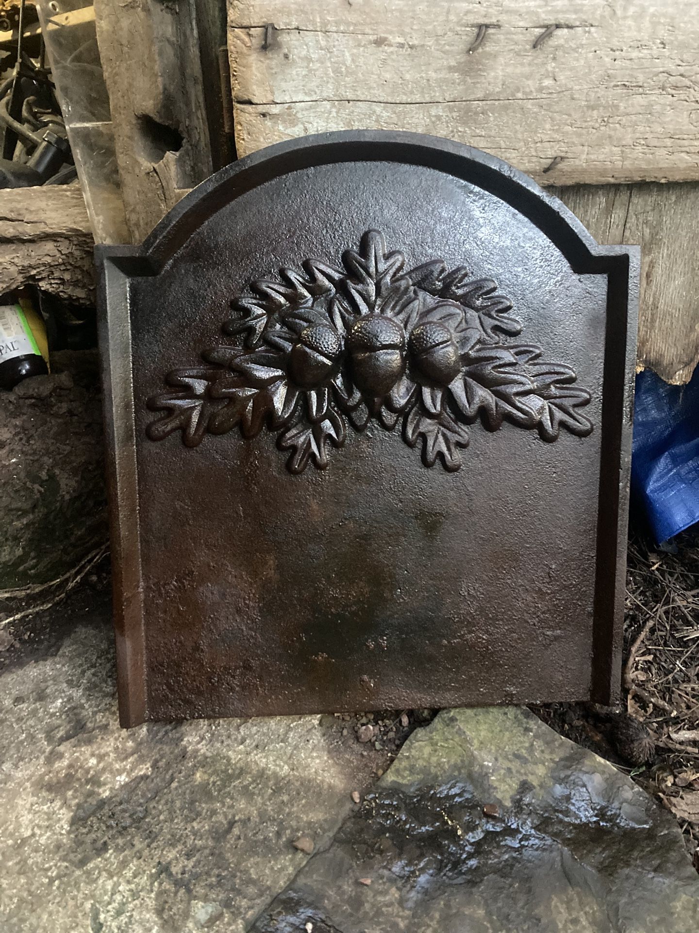 Cast Iron Fireplace Fireback with Oak Leaf Design