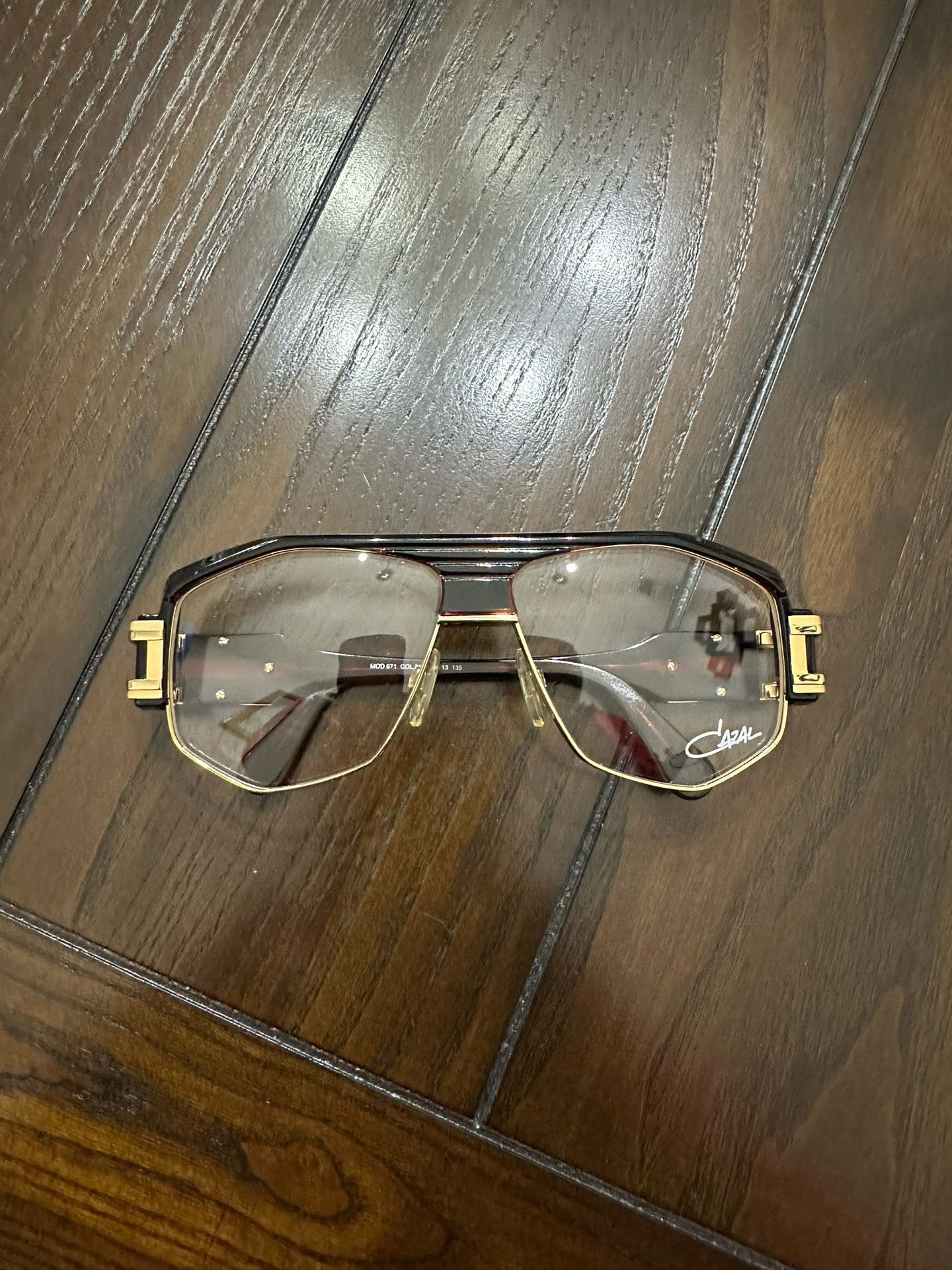 Cazal Sunglasses 671 Brown Gold Clear Lenses