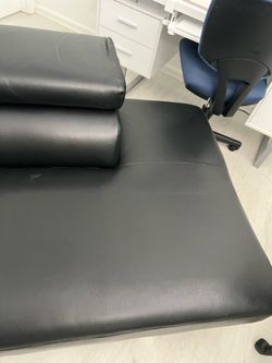 Black leather 2 part connecting couch