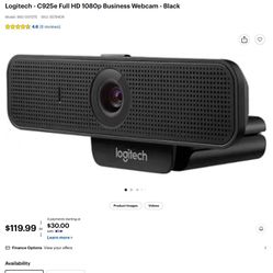 Brand New Sealed - Logitech C925 e Webcam - with HD Video and Built-In Stereo Microphones
