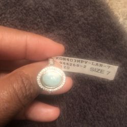 925 Sterling Silver Ring Dominican Gem Stone. Larimar 
