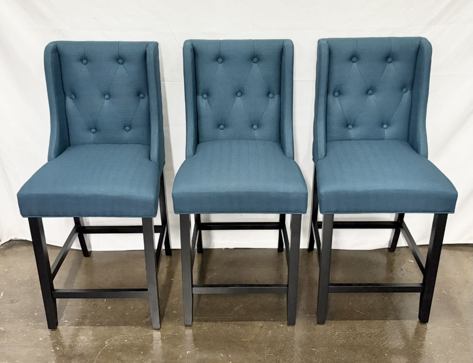 Azure Tufted Button Upholstered Fabric Counter Stool *Free Delivery*