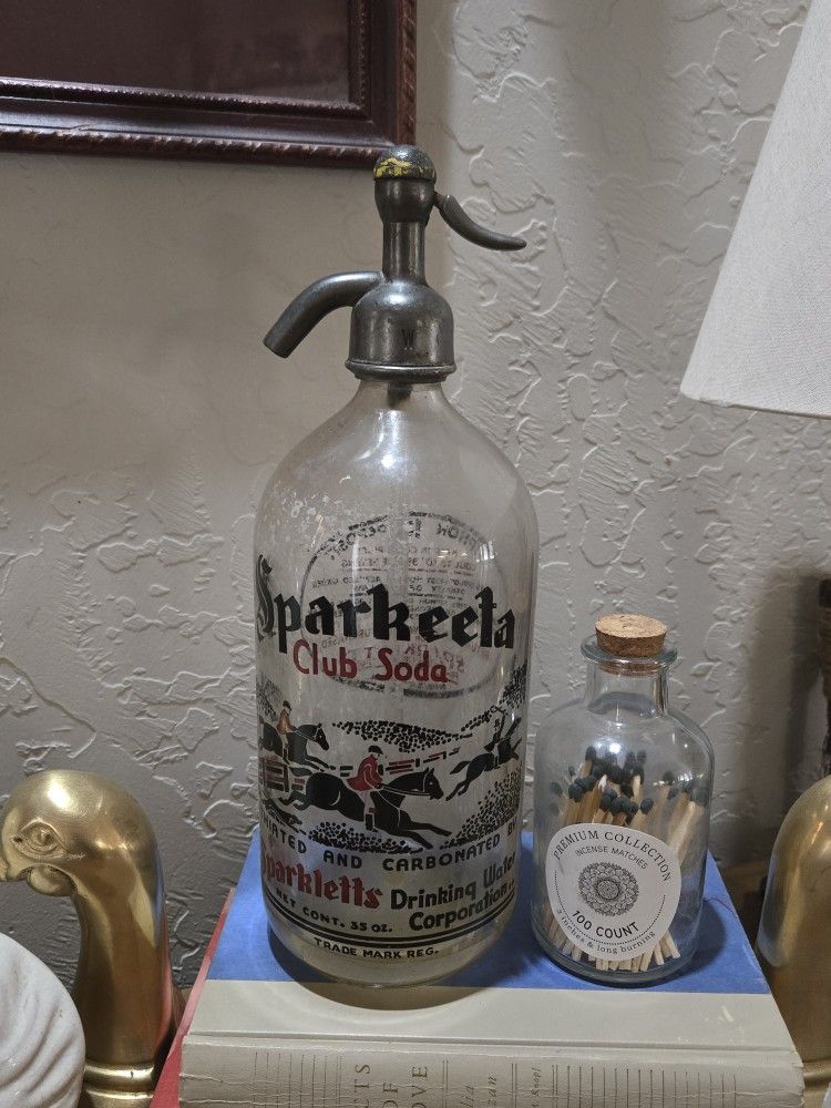 Antique Sparkeeta Sparkletts Club Soda Bottle