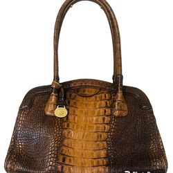 Brahmin Brown CrocEmbossed Leather Hand Purse Bag