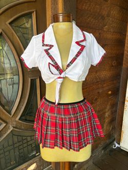 M/L Women Costume Nerd/School Girl Skirt + Top
