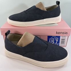 NEW KENSIE Women's Salia Canvas Slip-on Shoes - Navy - size 7