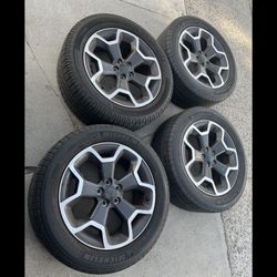 4 - 225/55r17 5x100 5x3.94 Stock Crosstrek Forester Impreza Wheels Rims Good 80% Treads Michelin Tires!