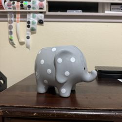 Teleflora Elephant Succulent Planter Ceramic Gray White Polka Dots