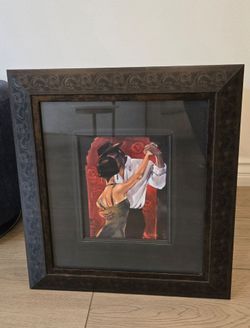Spanish Heat Tango Dance Art by Trish Biddle With Black Frame