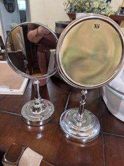 Chrome Pedestal Vanity Mirrors – Set of 2