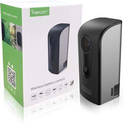 FREECAM Security Camera, Outdoor Battery, with PIR Motion Detection, HD 1080P Camera WiFi, Night Vision, Data Protection and Surveillance, IP66 Waterp